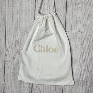 Chloé Paris Logo Drawstring Dust Bag Pouch White 11x15 Designer Storage